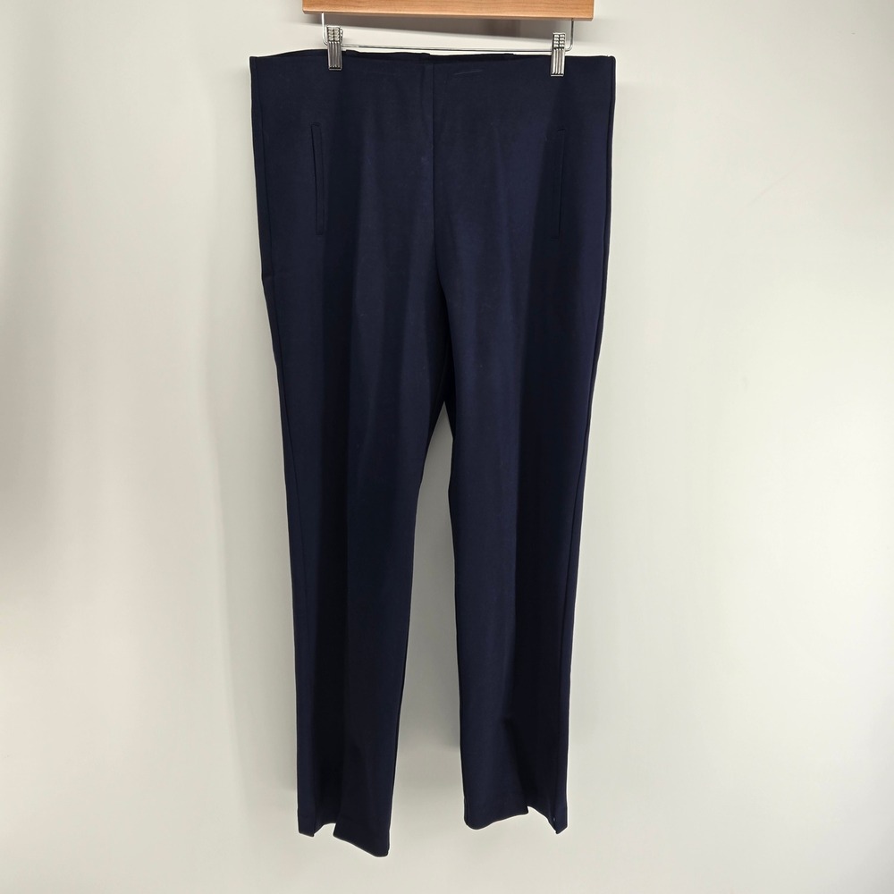 Chico's Trousers Women 2.5 Navy Blue Ponte Knit Stretch Pull On Career Pants